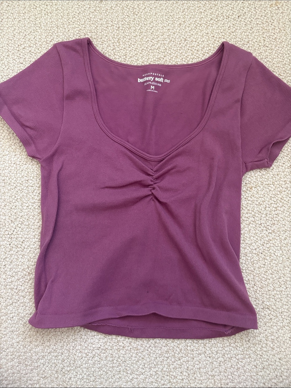 Aeropostale Plum Scoop Neck Short Sleeve Tee